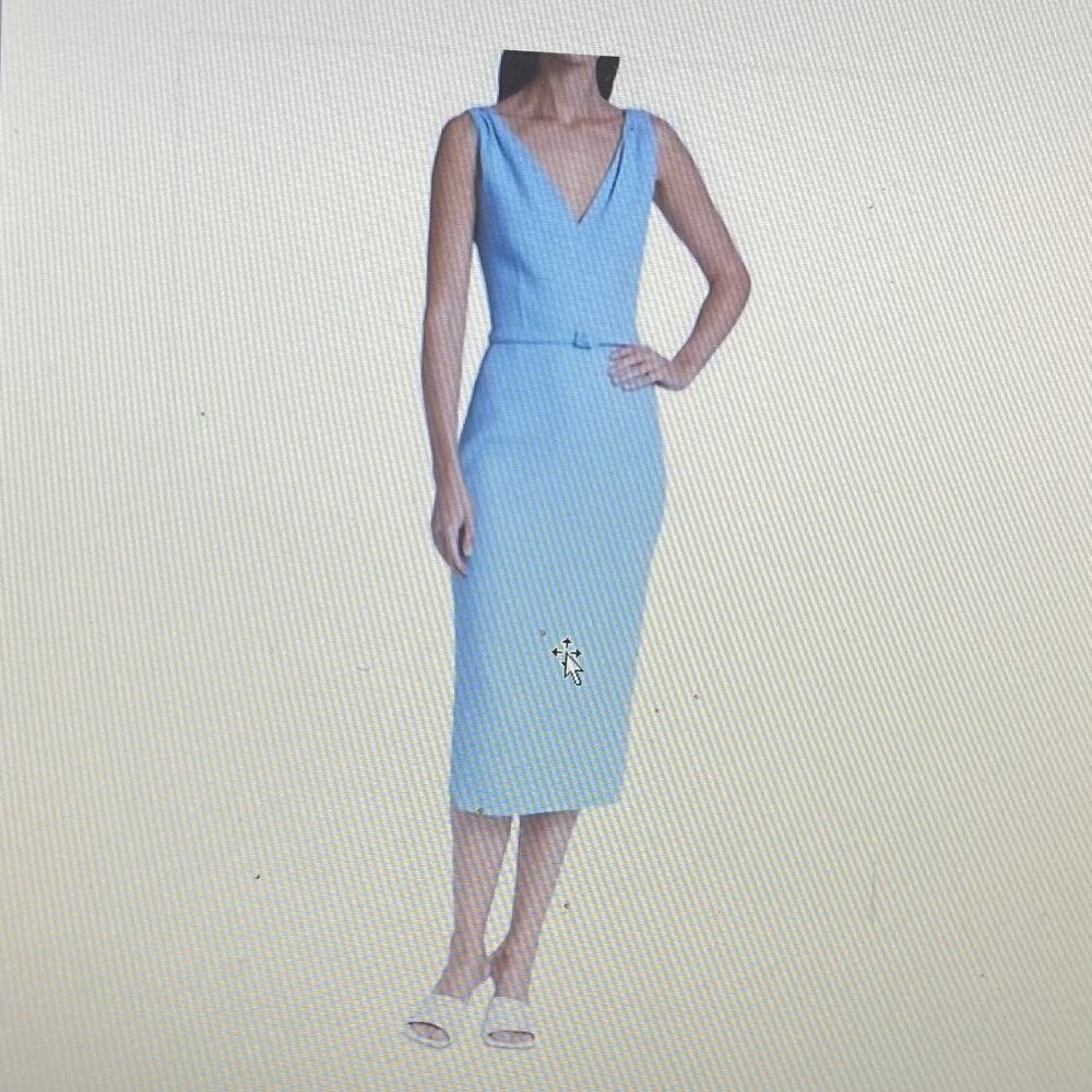 OSCAR De La RENTA Wool Pencil Sleeveless Dress in Pacific Blue $700!!!!